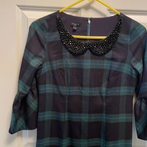 Talbots plaid 3/4 bell sleeve wool dress Sz 2P